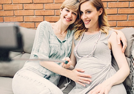 pregnant woman with friend